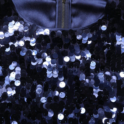 Dolce & Gabbana Blue Sequined Sleeveless Cropped Tank Top