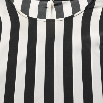Dolce & Gabbana Black White Stripes Round Neck Blouse Top