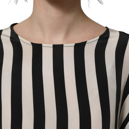 Dolce & Gabbana Black White Stripes Round Neck Blouse Top