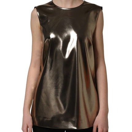 Dolce & Gabbana Metallic Bronze Roundneck SleevelessTank Top