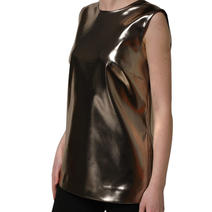 Dolce & Gabbana Metallic Bronze Roundneck SleevelessTank Top