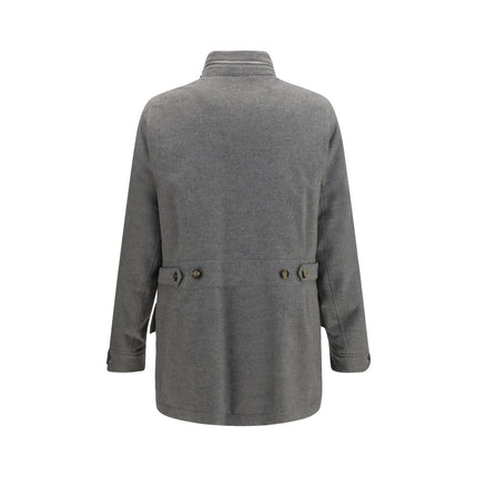 Brunello Cucinelli Gray Cashmere Full-Length Jacket