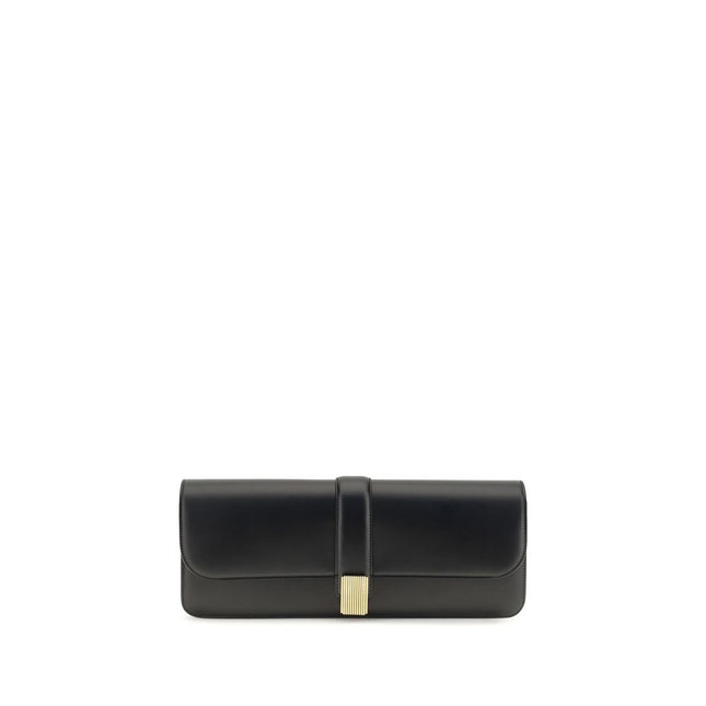 Khaite Black Calf Leather Bos Taurus Clutch Bag