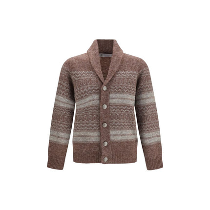 Brunello Cucinelli Bordeaux Alpaca Vicugna Pacos Cardigan