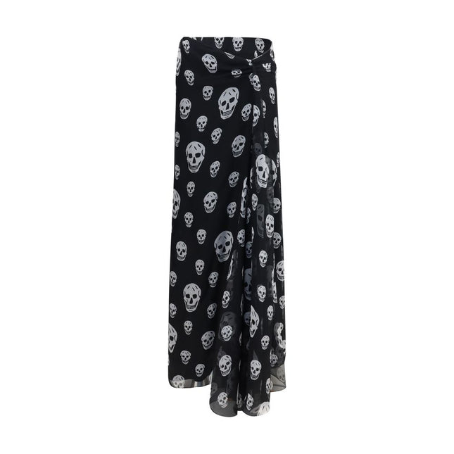 Alexander McQueen Black Silk Long Skirt