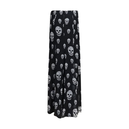 Alexander McQueen Black Silk Long Skirt