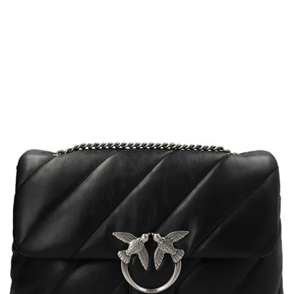 PINKO Black Lamb Leather Crossbody Bag