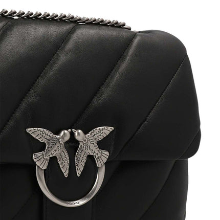 PINKO Black Lamb Leather Crossbody Bag