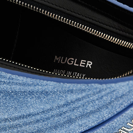 Mugler Blue Calfskin Shoulder Bag