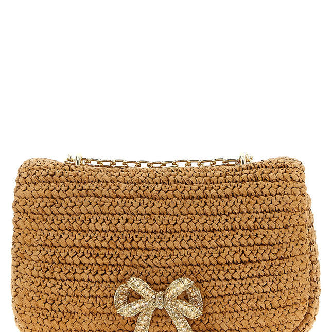 Self-Portrait Beige Raffia Shoulder Bag