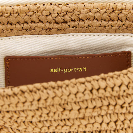 Self-Portrait Beige Raffia Shoulder Bag