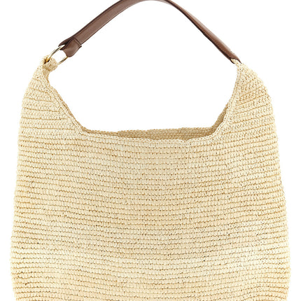 Maison Michel Brown Raffia Shoulder Bag