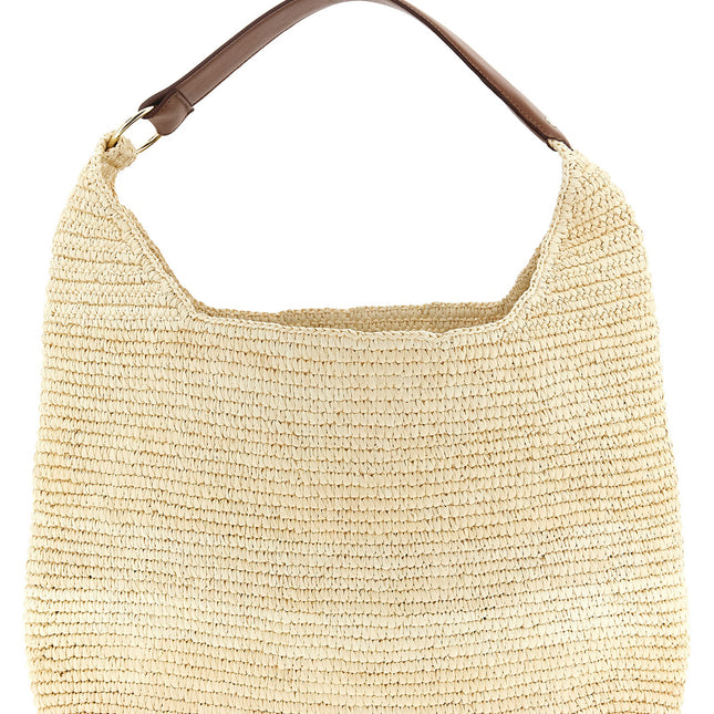 Maison Michel Brown Raffia Shoulder Bag