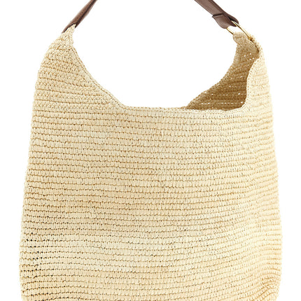 Maison Michel Brown Raffia Shoulder Bag