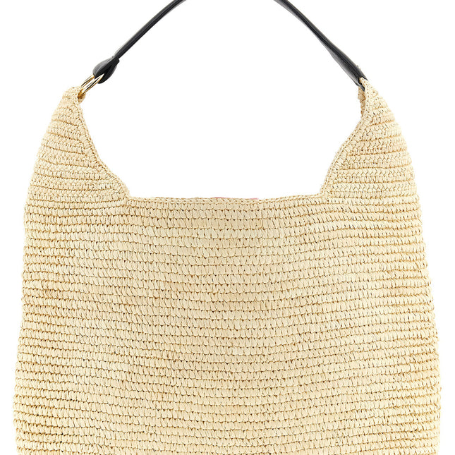 Maison Michel Beige Raffia Shoulder Bag