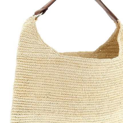 Maison Michel Brown Raffia Shoulder Bag