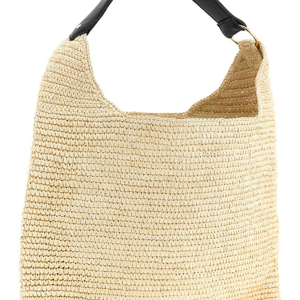Maison Michel Beige Raffia Shoulder Bag