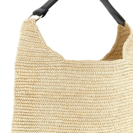 Maison Michel Beige Raffia Shoulder Bag