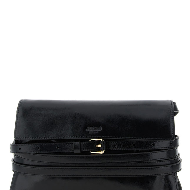 Moschino Black Leather Crossbody Bag