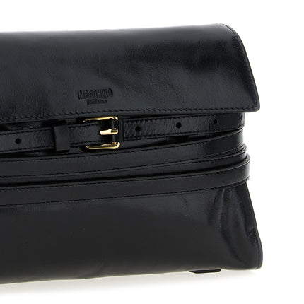 Moschino Black Leather Crossbody Bag