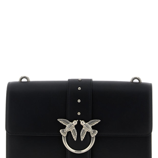 PINKO Black Goatskin Crossbody Bag