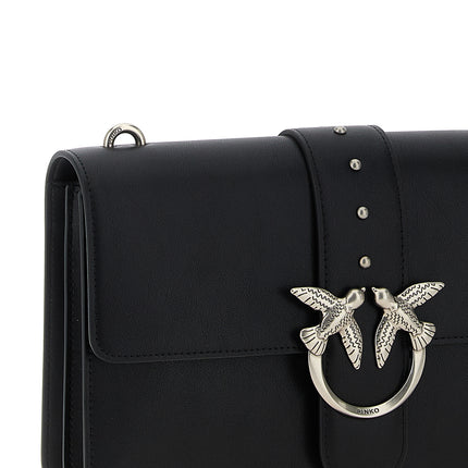 PINKO Black Goatskin Crossbody Bag