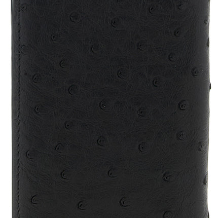 Valentino Garavani Black Ostrich Skin Cardholder