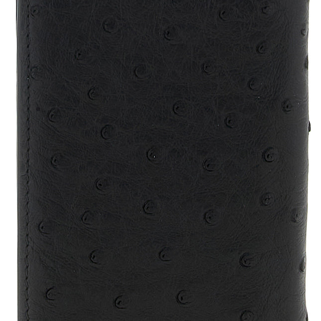 Valentino Garavani Black Ostrich Skin Cardholder