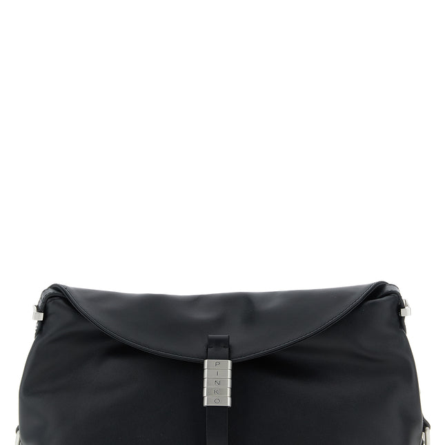 PINKO Black Goatskin Shoulder Bag