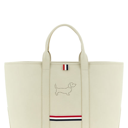 Thom Browne White Calfskin Tote Bag