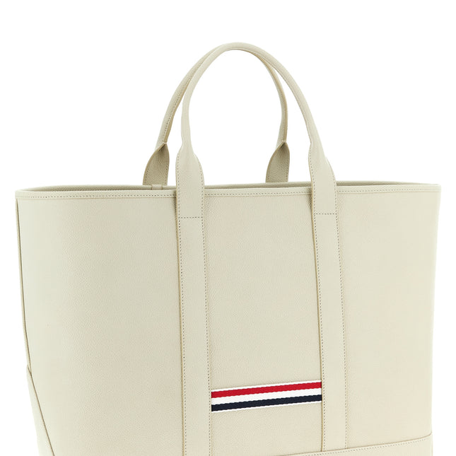 Thom Browne White Calfskin Tote Bag
