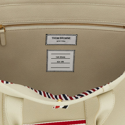 Thom Browne White Calfskin Tote Bag