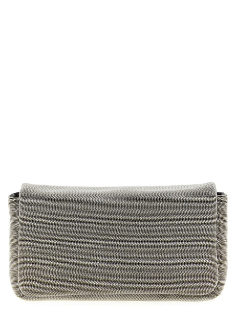 Brunello Cucinelli Silver Leather Clutch Bag