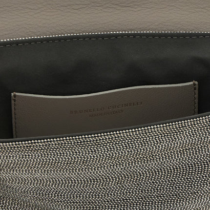 Brunello Cucinelli Silver Leather Clutch Bag