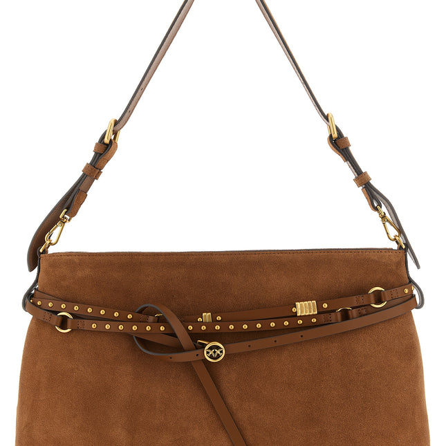 PINKO Brown Cowhide Shoulder Bag