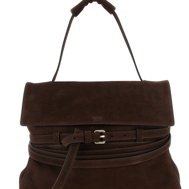 Moschino Brown Calfskin Shoulder Bag