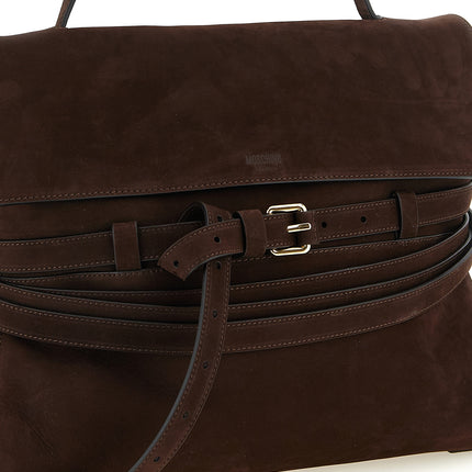 Moschino Brown Calfskin Shoulder Bag