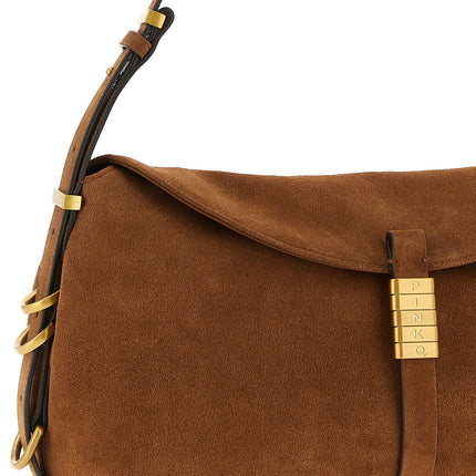 PINKO Brown Cowhide Shoulder Bag