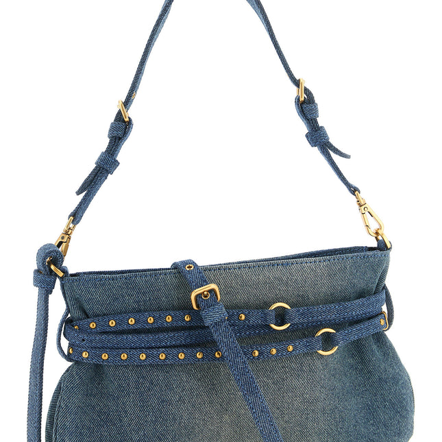 PINKO Blue Cotton Shoulder Bag
