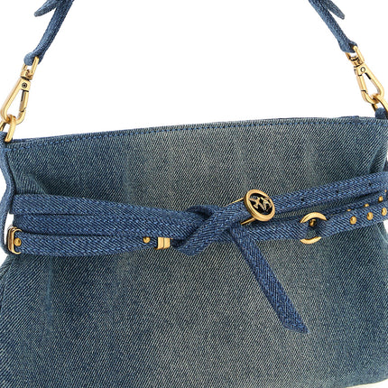 PINKO Blue Cotton Shoulder Bag