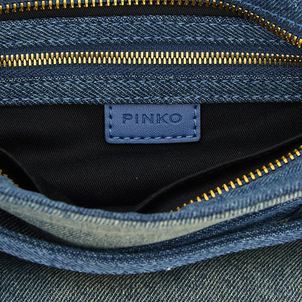 PINKO Blue Cotton Shoulder Bag