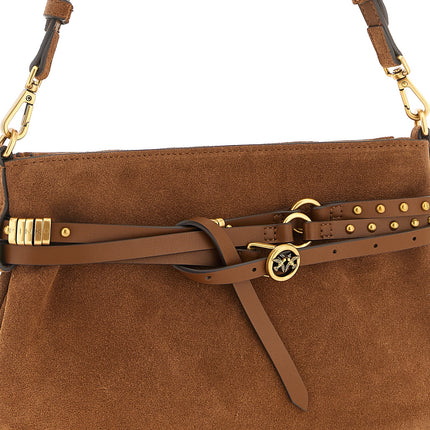 PINKO Brown Lamb Leather Shoulder Bag