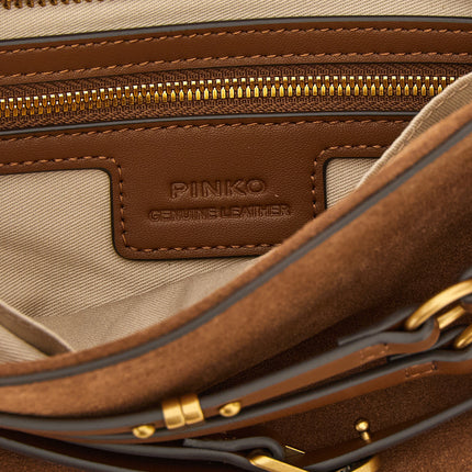 PINKO Brown Lamb Leather Shoulder Bag