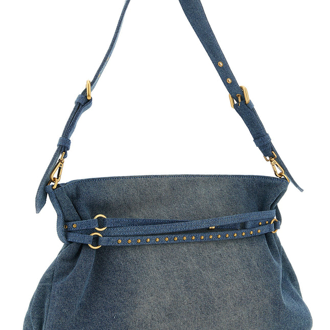 PINKO Blue Cotton Shoulder Bag