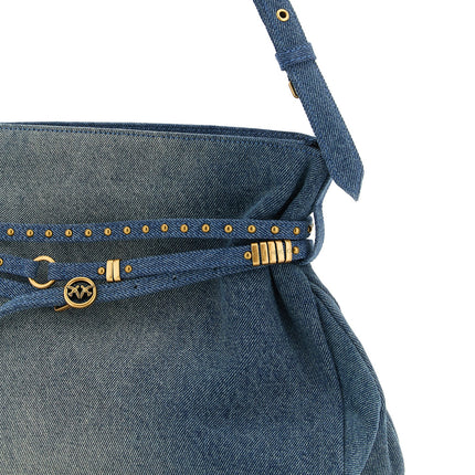 PINKO Blue Cotton Shoulder Bag