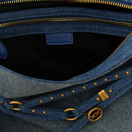 PINKO Blue Cotton Shoulder Bag