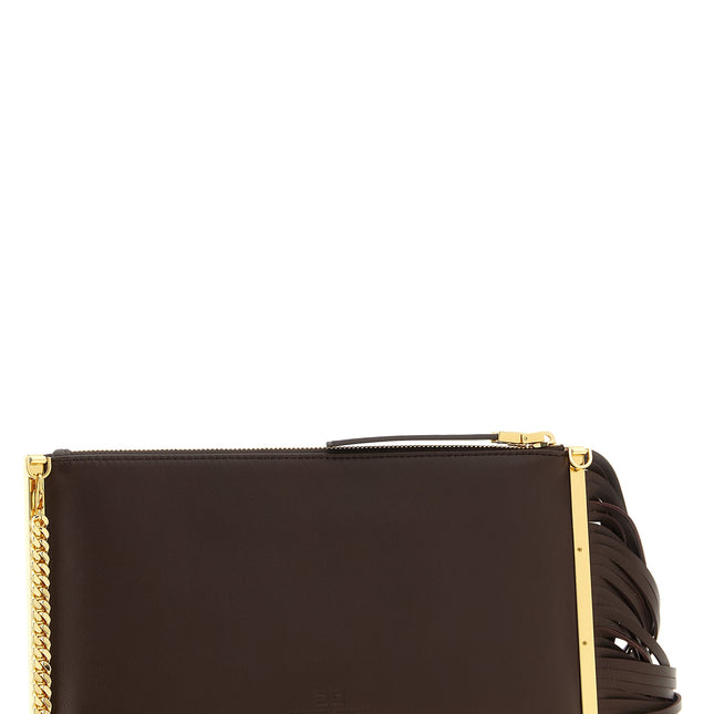 Elisabetta Franchi Brown Leather Clutch Bag