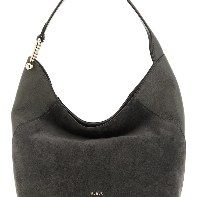 Furla Gray Calfskin Shoulder Bag