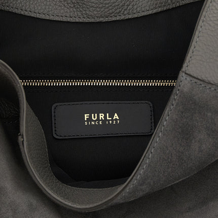 Furla Gray Calfskin Shoulder Bag