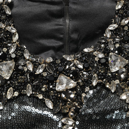 Dolce & Gabbana Metallic Gray Sequin Embellished Blouse Top